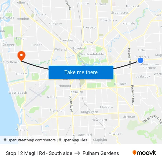 Stop 12 Magill Rd - South side to Fulham Gardens map