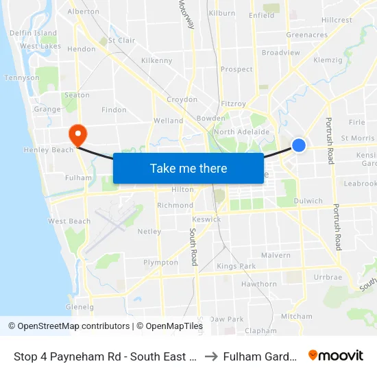 Stop 4 Payneham Rd - South East side to Fulham Gardens map