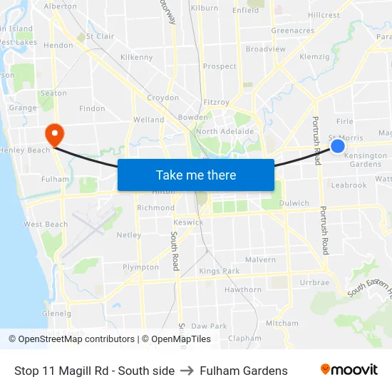 Stop 11 Magill Rd - South side to Fulham Gardens map