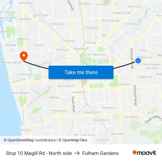 Stop 10 Magill Rd - North side to Fulham Gardens map