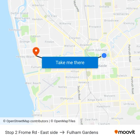 Stop 2 Frome Rd - East side to Fulham Gardens map