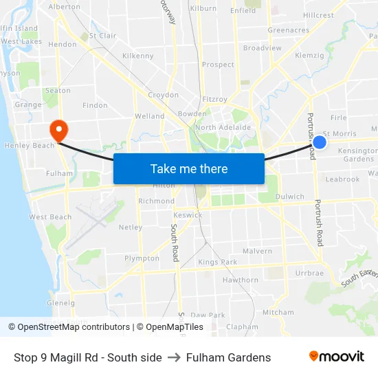 Stop 9 Magill Rd - South side to Fulham Gardens map