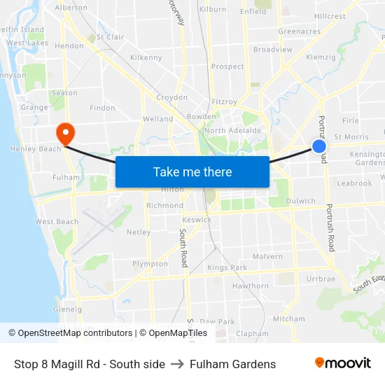 Stop 8 Magill Rd - South side to Fulham Gardens map