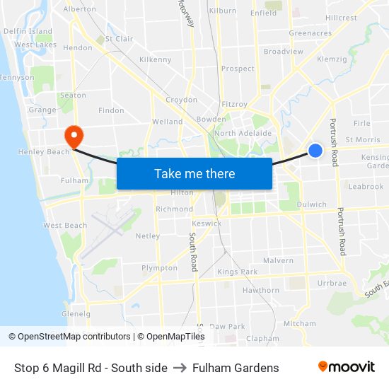 Stop 6 Magill Rd - South side to Fulham Gardens map