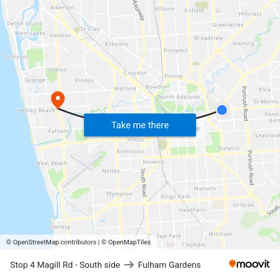 Stop 4 Magill Rd - South side to Fulham Gardens map