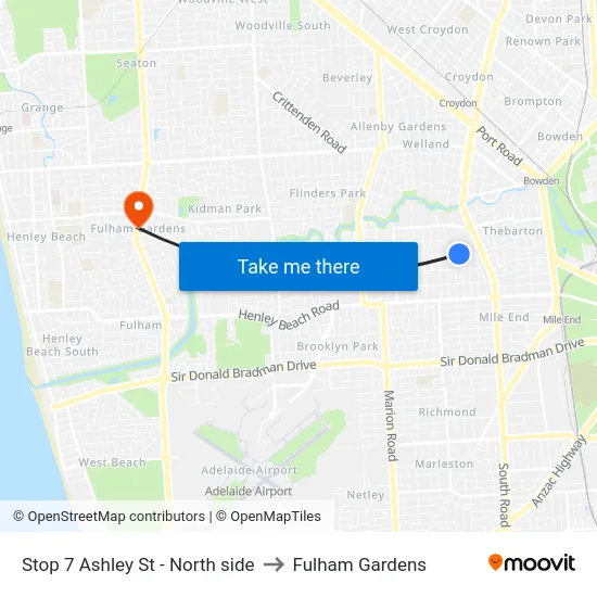 Stop 7 Ashley St - North side to Fulham Gardens map