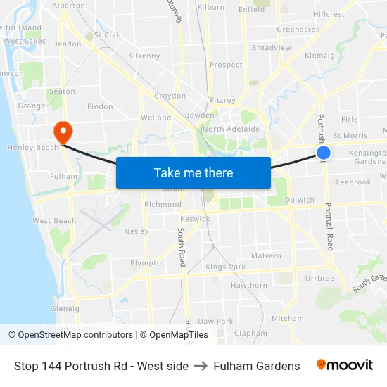 Stop 144 Portrush Rd - West side to Fulham Gardens map