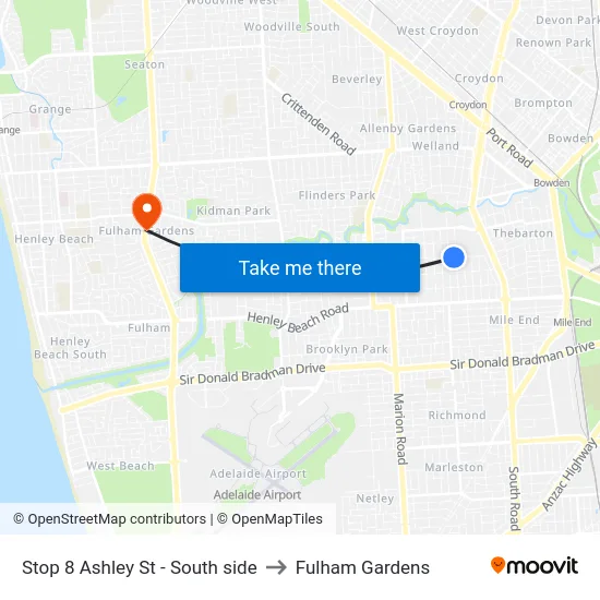 Stop 8 Ashley St - South side to Fulham Gardens map