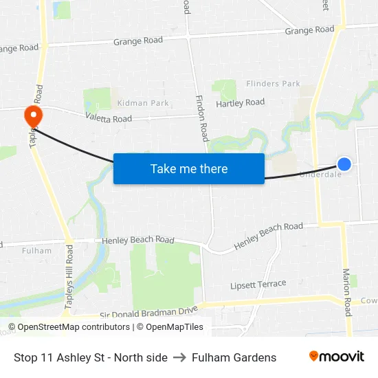 Stop 11 Ashley St - North side to Fulham Gardens map