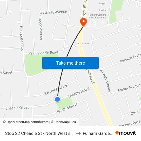 Stop 22 Cheadle St - North West side to Fulham Gardens map