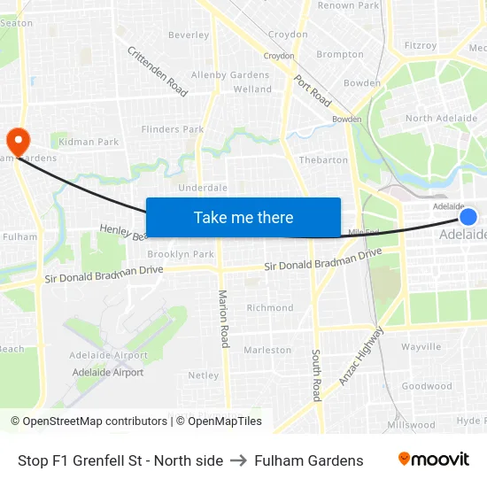 Stop F1 Grenfell St - North side to Fulham Gardens map