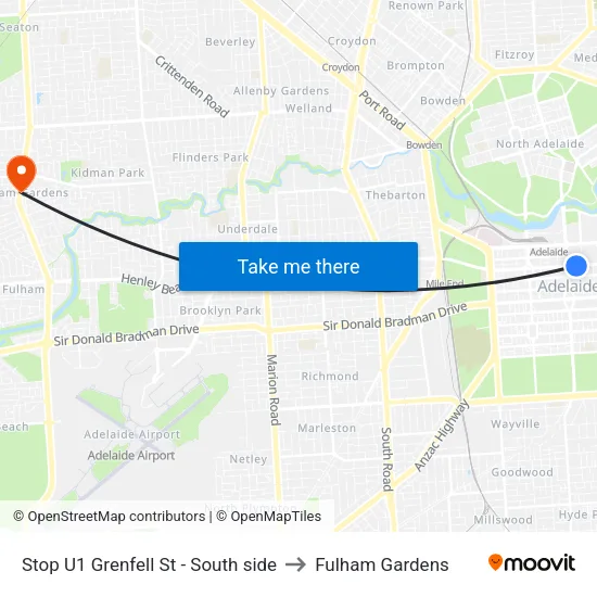 Stop U1 Grenfell St - South side to Fulham Gardens map