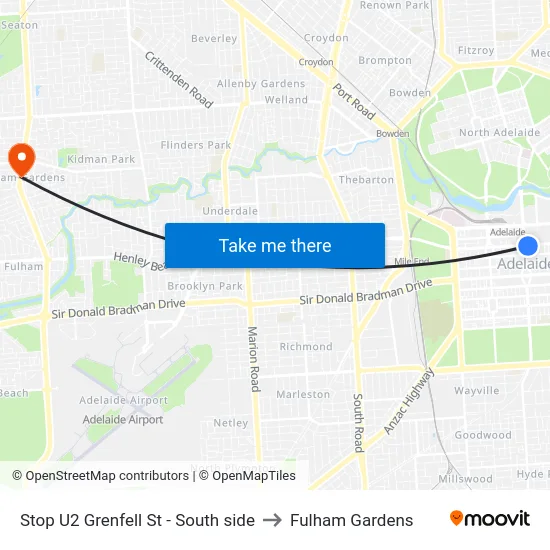 Stop U2 Grenfell St - South side to Fulham Gardens map