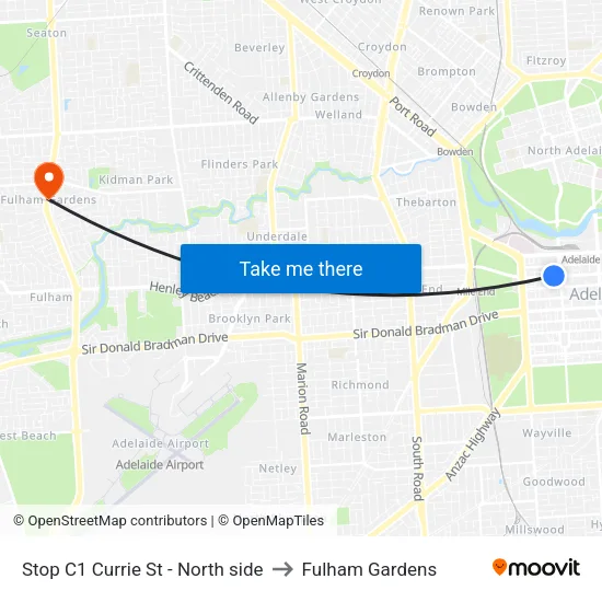 Stop C1 Currie St - North side to Fulham Gardens map