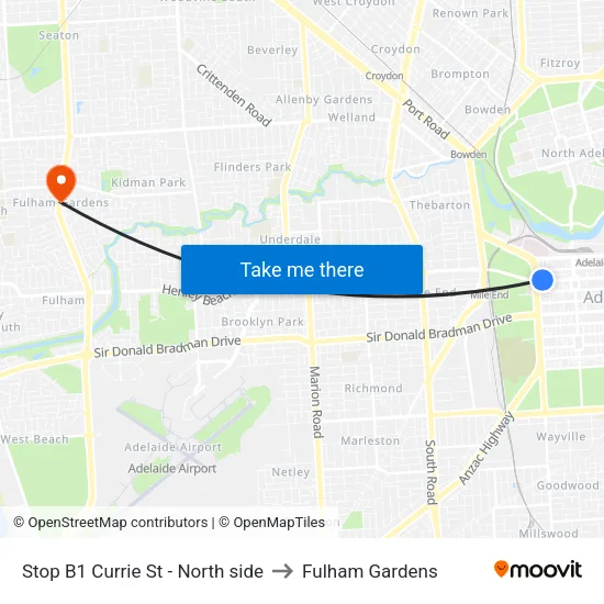 Stop B1 Currie St - North side to Fulham Gardens map