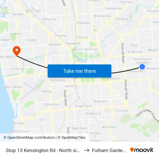 Stop 13 Kensington Rd - North side to Fulham Gardens map