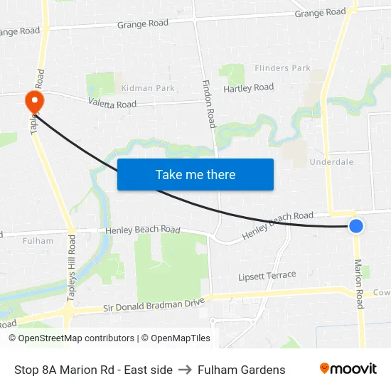 Stop 8A Marion Rd - East side to Fulham Gardens map