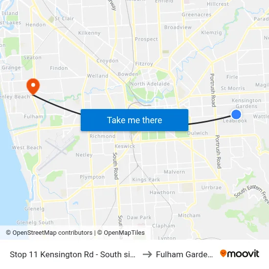 Stop 11 Kensington Rd - South side to Fulham Gardens map