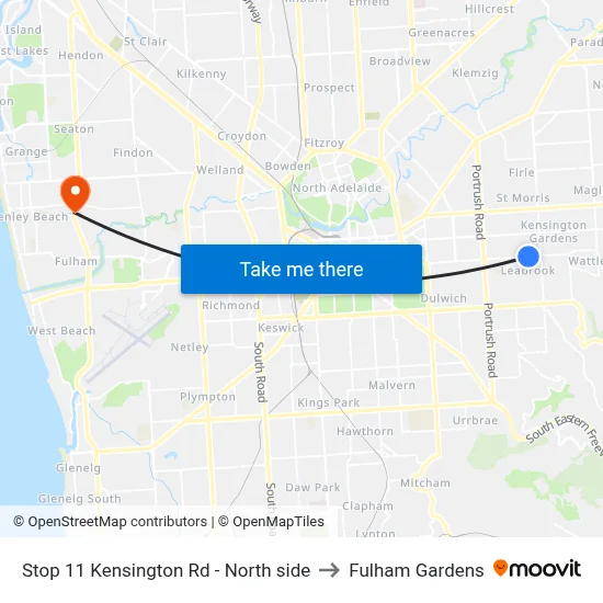 Stop 11 Kensington Rd - North side to Fulham Gardens map