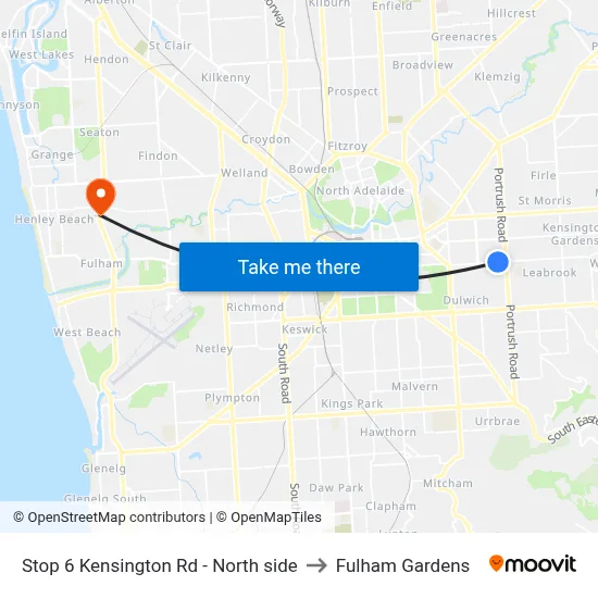 Stop 6 Kensington Rd - North side to Fulham Gardens map