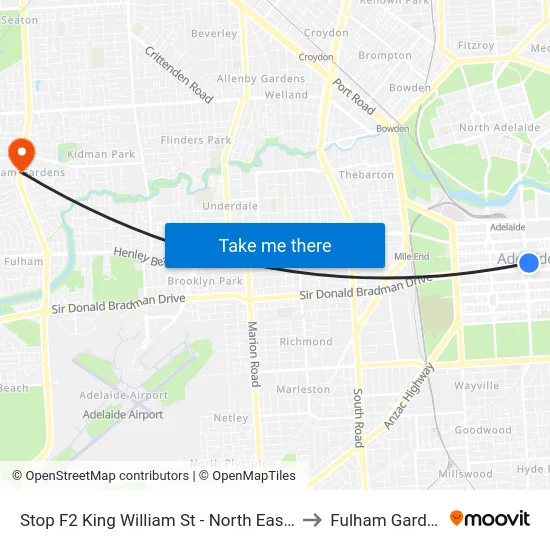 Stop F2 King William St - North East side to Fulham Gardens map