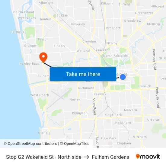 Stop G2 Wakefield St - North side to Fulham Gardens map