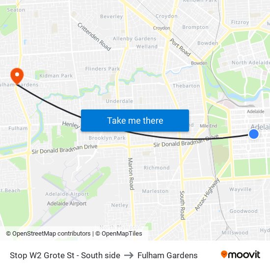 Stop W2 Grote St - South side to Fulham Gardens map