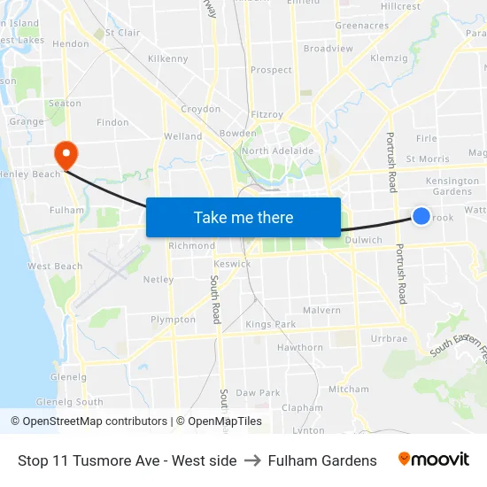 Stop 11 Tusmore Ave - West side to Fulham Gardens map