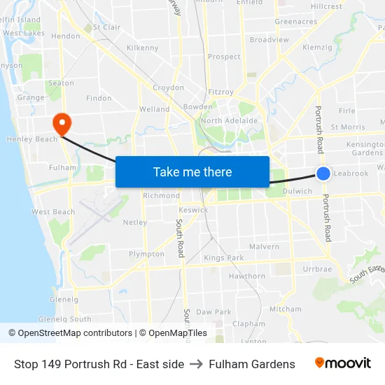 Stop 149 Portrush Rd - East side to Fulham Gardens map