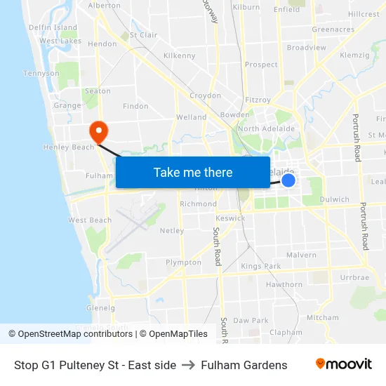 Stop G1 Pulteney St - East side to Fulham Gardens map