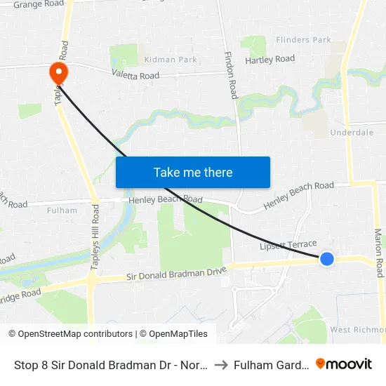 Stop 8 Sir Donald Bradman Dr - North side to Fulham Gardens map