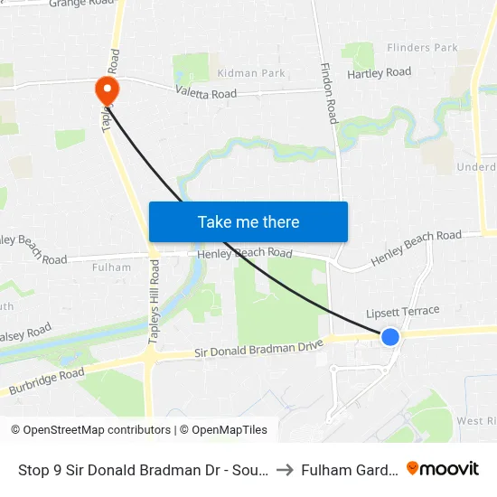 Stop 9 Sir Donald Bradman Dr - South side to Fulham Gardens map