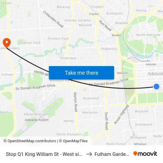 Stop Q1 King William St - West side to Fulham Gardens map