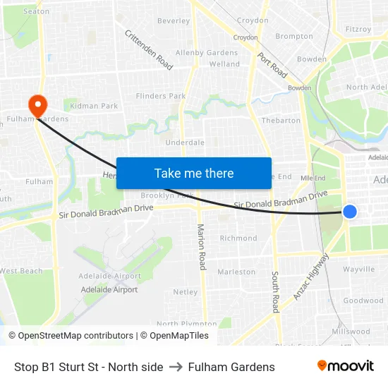 Stop B1 Sturt St - North side to Fulham Gardens map