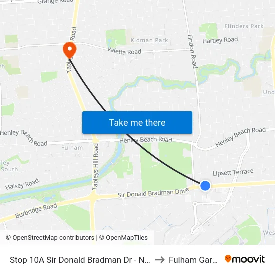 Stop 10A Sir Donald Bradman Dr - North side to Fulham Gardens map