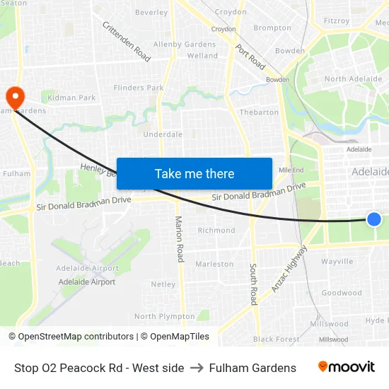 Stop O2 Peacock Rd - West side to Fulham Gardens map