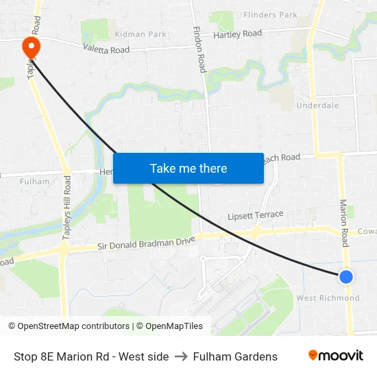 Stop 8E Marion Rd - West side to Fulham Gardens map