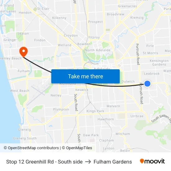 Stop 12 Greenhill Rd - South side to Fulham Gardens map