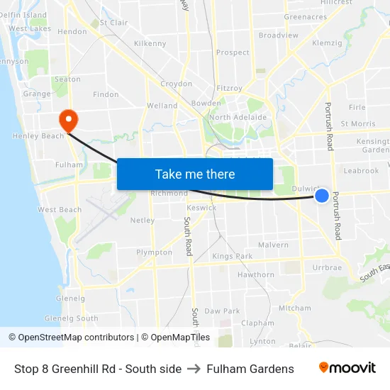 Stop 8 Greenhill Rd - South side to Fulham Gardens map
