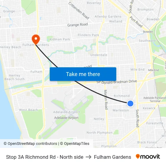 Stop 3A Richmond Rd - North side to Fulham Gardens map