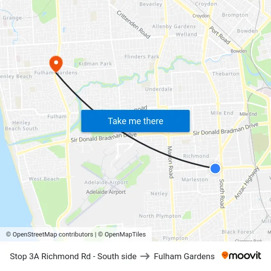 Stop 3A Richmond Rd - South side to Fulham Gardens map
