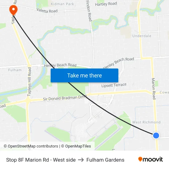Stop 8F Marion Rd - West side to Fulham Gardens map
