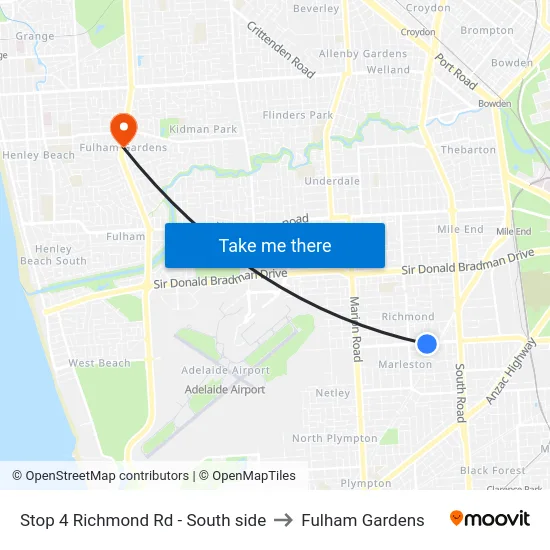 Stop 4 Richmond Rd - South side to Fulham Gardens map