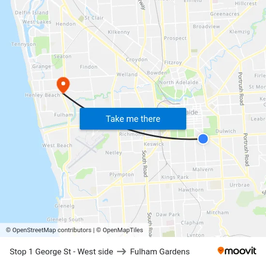 Stop 1 George St - West side to Fulham Gardens map