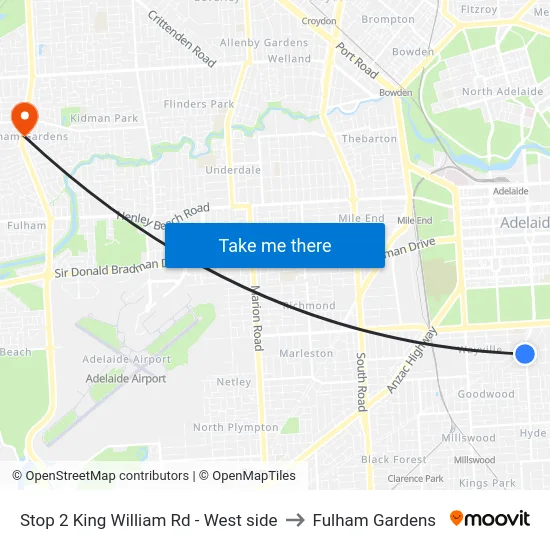 Stop 2 King William Rd - West side to Fulham Gardens map
