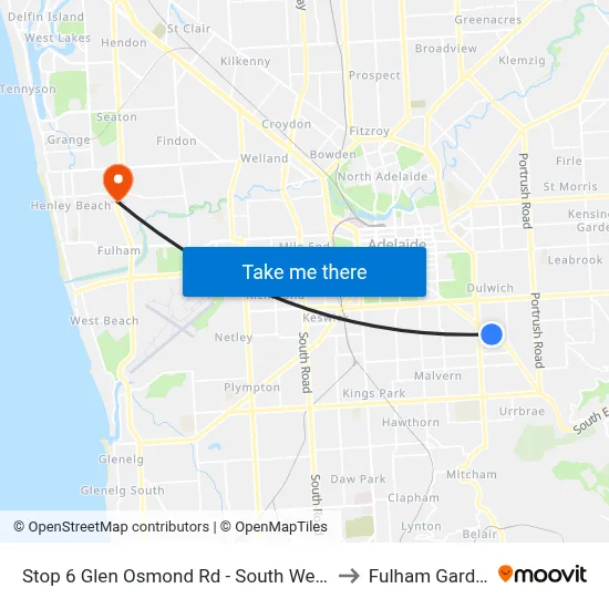Stop 6 Glen Osmond Rd - South West side to Fulham Gardens map
