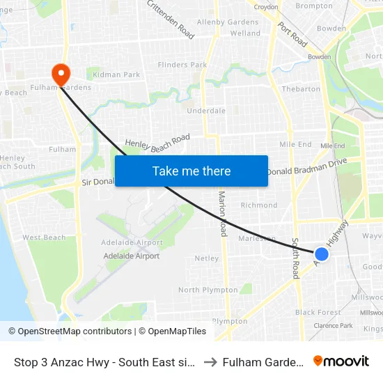 Stop 3 Anzac Hwy - South East side to Fulham Gardens map