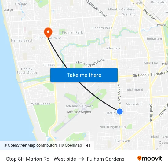 Stop 8H Marion Rd - West side to Fulham Gardens map