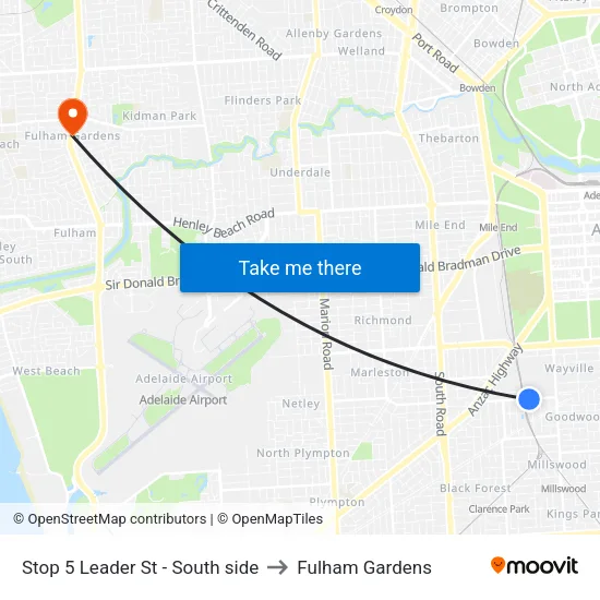 Stop 5 Leader St - South side to Fulham Gardens map