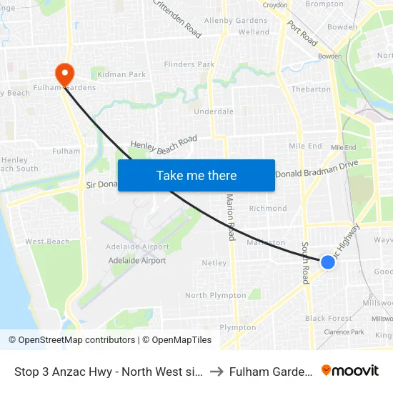 Stop 3 Anzac Hwy - North West side to Fulham Gardens map